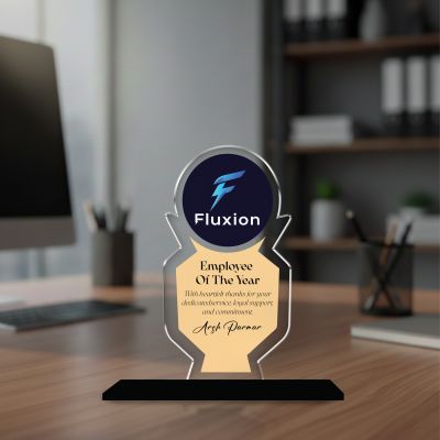 Employee of the Year Trophy Personalized Acrylic Award Trophy Custom with Name Achievement Award for Employee, Corporate Recognition Thankyou Gift for Employee